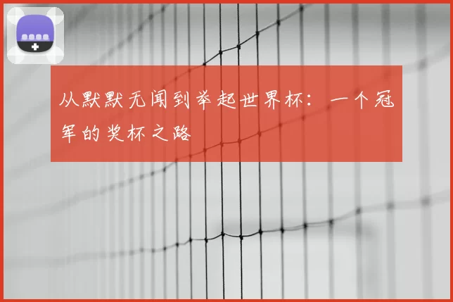 从默默无闻到举起世界杯：一个冠军的奖杯之路